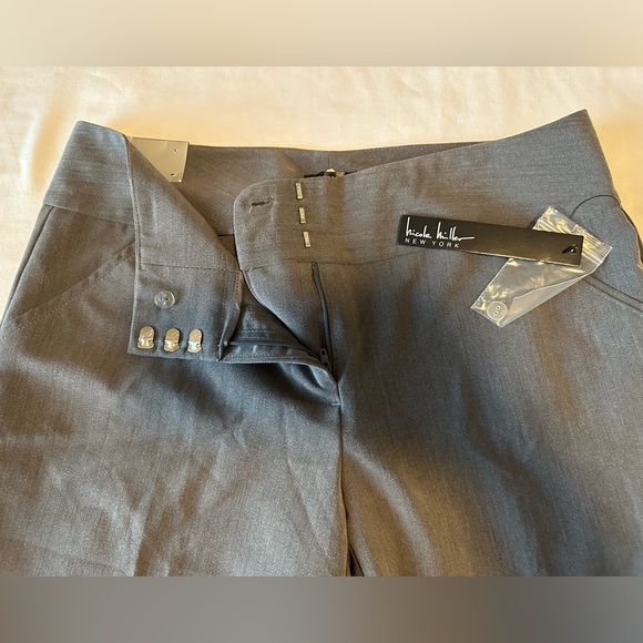 Nicole Miller NY Pants sz 8 Gray Flat Front Pockets Wide Leg Capri - Picture 5 of 16